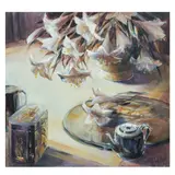Ethel Walker, Lilies in shadow, oil on board