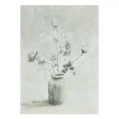 Hassan Soliman, Flower still life, watercolour, gouache, charcoal and pencil