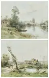 Maurice Levis, French landscapes, a pair, oil on canvas