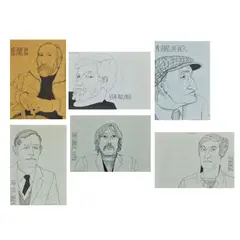 Alasdair Gray, Six portraits of the artist's friends and acquaintances, prints after ink drawings