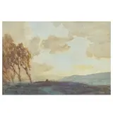James Cadenhead Rsa Rsw, Dusk landscape, watercolour and pastel