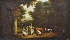 Pastoral scene in a woodland glade by English School, oil on canvas, offered Mar 2026
