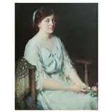 John Macdonald Aiken, Portrait of a lady, in a white dress, seated, oil on canvas