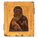 Russia, 17th century by Icon of the Vladimir Mother of God, traditionally painted in sombre colours, offered Jul 2026