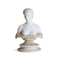 Hiram Powers, carved white marble 'ideal' bust of Proserpine, marble