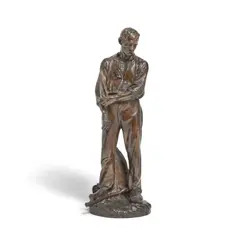 Jules Dalou, patinated bronze figure of 'Le paysan relevant sa manche', patinated bronze