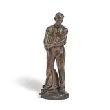 Jules Dalou, patinated bronze figure of 'Le paysan relevant sa manche'