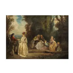 Jean-Baptiste Pater, Scène galante avec Louis XV, oil on panel