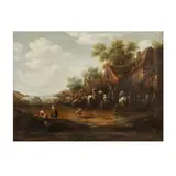 Eise Aetes Ruytenbach, Scène villageoise, oil on canvas, unlined