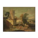 Ecole française, Paysage avec figures, oil on canvas