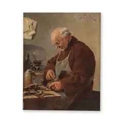 Julius Scholtz, Le cordonnier, oil on panel