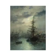 Marine à voile et à vapeur by Louis Etienne Timmermans, oil on canvas, sold Feb 2026