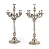 Jean-Charles Cahier, Paris by Paire de grands candélabres argentés à cinq lumières provenant du palais de Pavlovsk A pair of large silver five-light candelabra from the Pavlovsk Palace, 1819-1838, Weight 8,950gms, offered Apr 2026