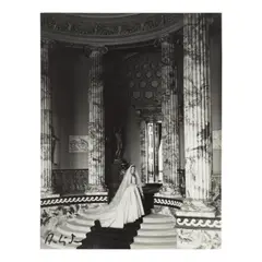 Lord Snowdon, Lady Anne Coke on her wedding day to Colin Tennant, 3rd Baron Glenconner, 21 April 1956, Silver gelatin print, indistinctly signed 'Armstrong-Jones' (lower left) and with photographer's ink-stamp credit to reverse