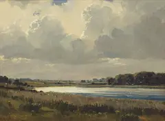 Approaching Storm, Easton Broad Southwold by Campbell Archibald Mellon, oil on canvas, sold Nov 2025
