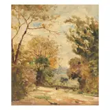 Thomas Churchyard, A woodland walk, oil on panel