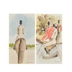 English School, Un-Dressage; Un-Covert, watercolour