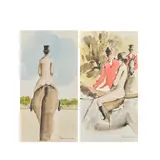 English School, Un-Dressage; Un-Covert, watercolour