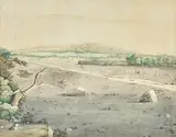 Lansdown Guilding, View of the Morne Soufrière - St. Vincent, taken near the mouth of the river Rabaca, 1822, pencil and watercolour