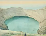 Lansdown Guilding, A view of the old crater of the Morne Soufrière - St. Vincent, taken from the eastern brink, 1821, pencil and watercolour