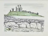 David Gentleman, Dunstanburgh Castle, Lithograph in colours, 1973, on wove paper