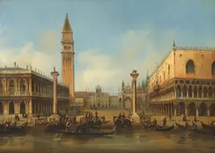 Carlo Grubacs, View of the Piazzetta from the Bacino di San Marco, oil on canvas