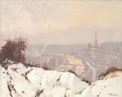 Albert Malet, 'Vue de Bousecours sous la neige', oil on canvas