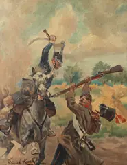 Wojciech, Konny ulan tnacy szabla pieszego, oil on board
