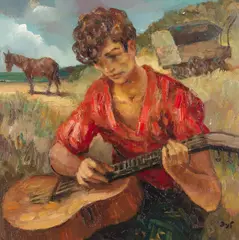 Marcel Dyf, Le gitan à la guitare, oil on canvas