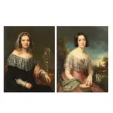 Robert Faulkner, A pair of portraits, thought to be of Miss Ellen Elizabeth Pulston and Miss Mary Louisa Pulston, oil on canvas