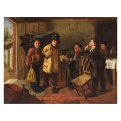 A tea time visit by Charles Hunt, oil on canvas, offered Feb 2026