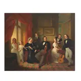English Provincial School, Figures of a musical group in an interior, believed to be the Buckley family, oil on canvas