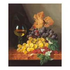 Edward Ladell, Still life of grapes and hock glass, oil on canvas