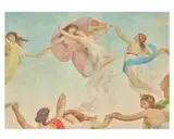 Italian School, A ceiling painting of dancing nymphs, oil on canvas (unstretched)