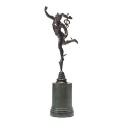 late 19th century patinated bronze model of Mercury by Giambologna, patinated bronze, sold Feb 2026
