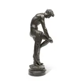 Louis-Léopold Chambard, patinated bronze figure of 'Le Bucheron', patinated bronze