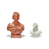 Sir Francis Leggatt Chantry, terracotta bust of the young  Queen Victoria together with a John Ridgway, Bates & Co Parian bust of Handel, terracotta