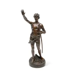 Oscar Ruffony, patinated bronze figure of 'Le Serment', patinated bronze