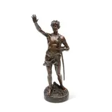 Oscar Ruffony, patinated bronze figure of 'Le Serment', patinated bronze
