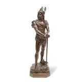 Marcel Debut, patinated bronze figure of 'Vercingetor', patinated bronze