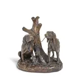 Grace Mott Johnson, patinated bronze group of two bloodhounds, patinated bronze