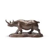 Donald Greig, patinated bronze of a rhinoceros, patinated bronze