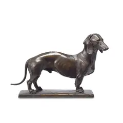 Phyllis Bone Arsa, patinated bronze model of a dachshund, patinated bronze