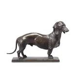 Phyllis Bone Arsa, patinated bronze model of a dachshund, patinated bronze