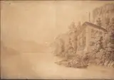 Peter Birmann, The Chapel of Tell, Lake Lucerne, pen, ink and brown wash