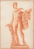 Roman School, Study of the Capitoline Antinous, black chalk