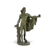 Francesco Righetti I, green-brown patinated bronze figure of the Apollo Belvedere, brown patinated bronze