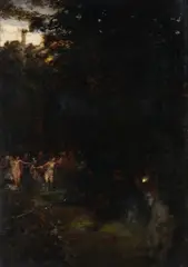 Albert von Keller, Midnight dance, oil on panel