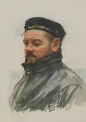 Ri Walter Langley, Portrait of a fisherman, watercolour