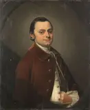 Henry Pickering, Portrait of a gentleman of the Hammond family, half-length, in a red coat, within a painted oval, oil on canvas